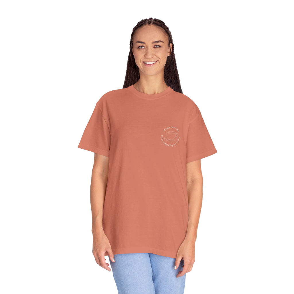 Minimal Crescent Moon Chest Graphic T-Shirt | Rust
