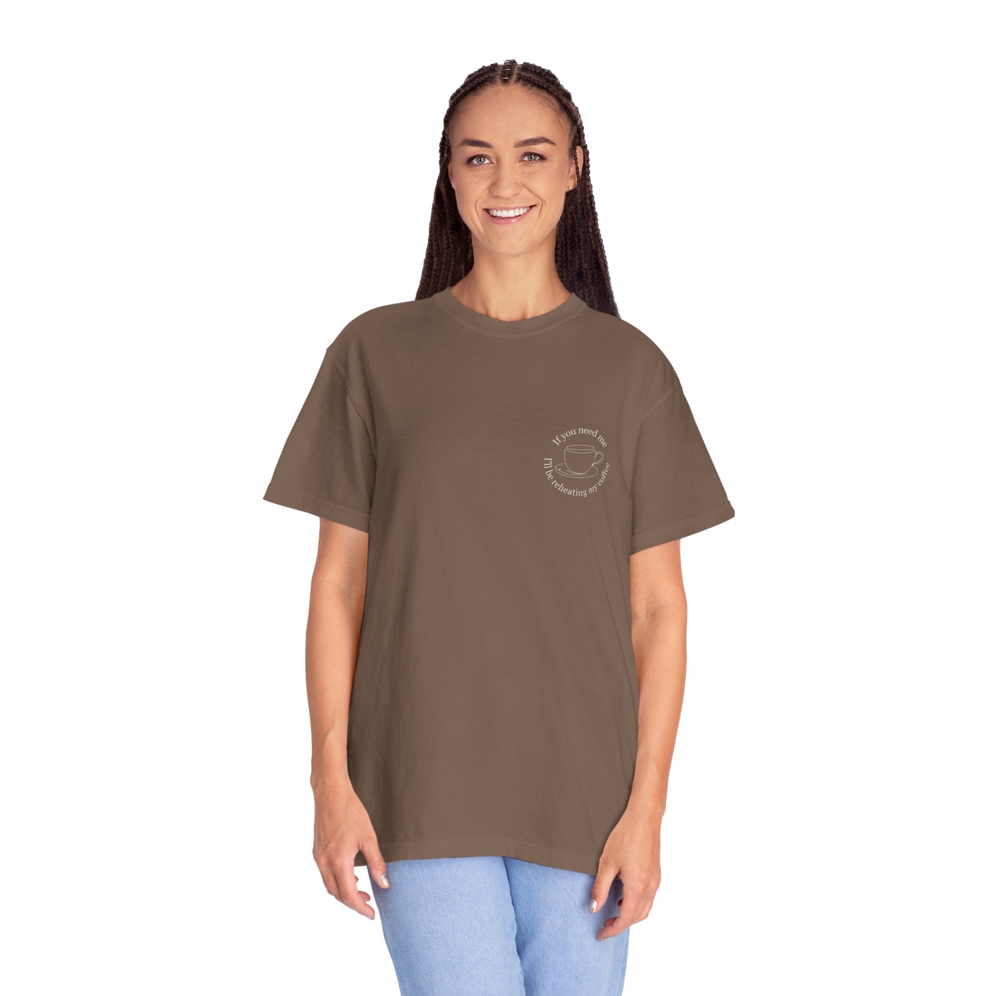 Minimal Crescent Moon Chest Graphic T-Shirt | Rust