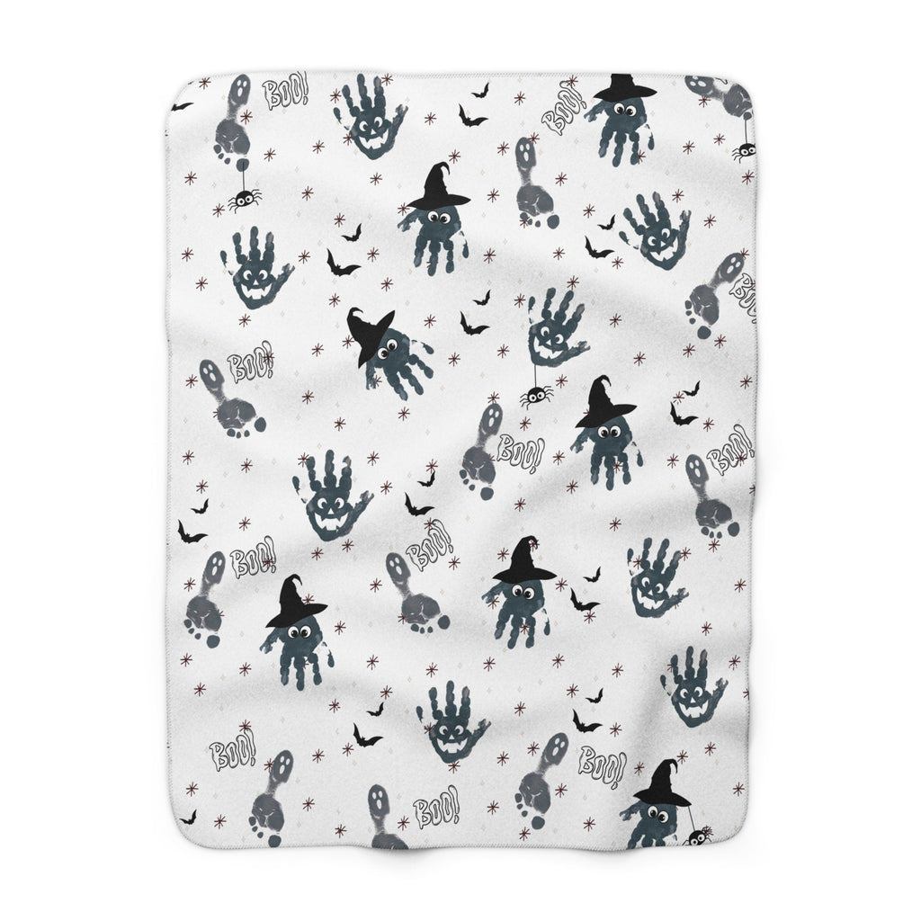 Custom Hand & Footprint Blanket – Personalized Kids Art Gift | Halloween, Birthday, or Themed Keepsake