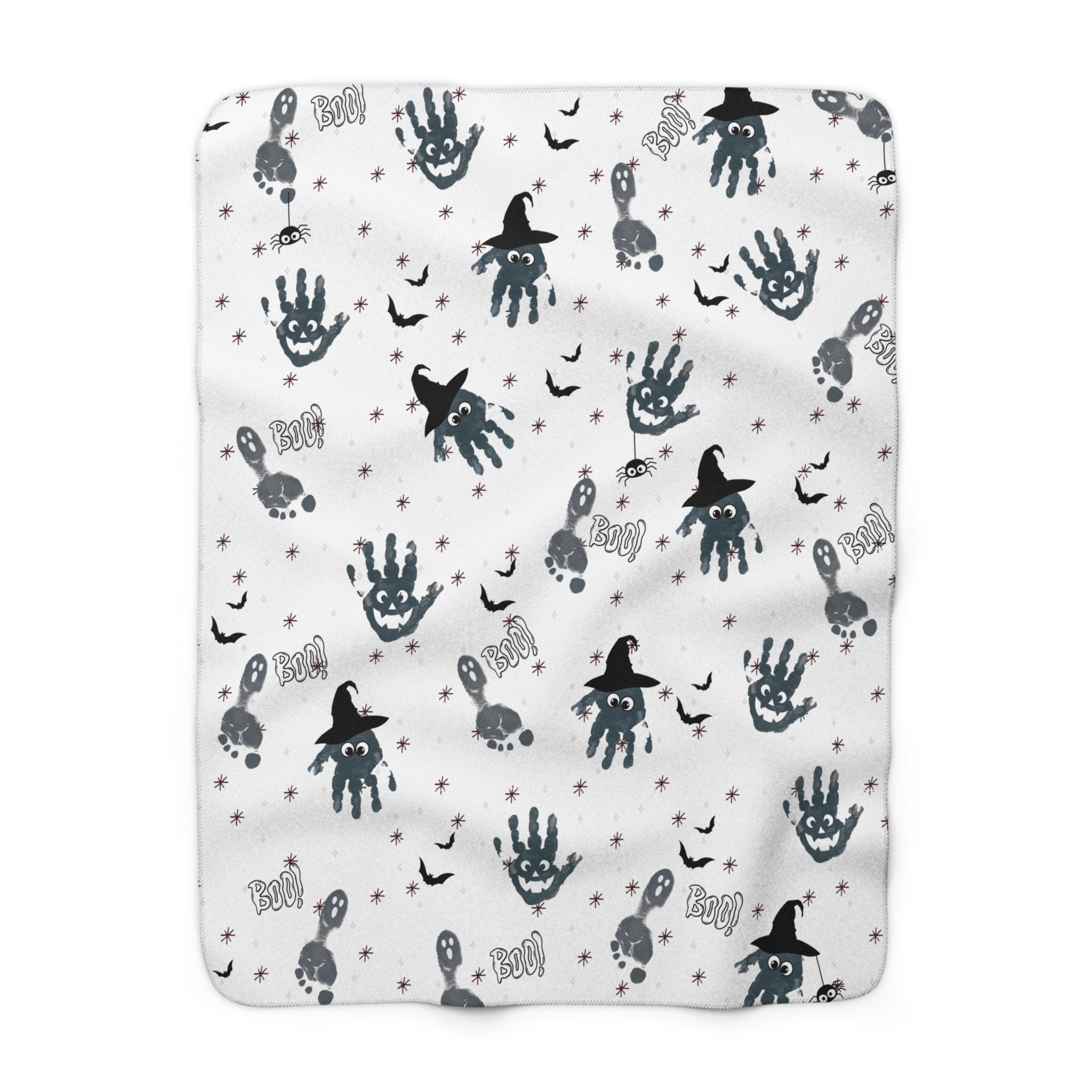 Custom Hand & Footprint Blanket – Personalized Kids Art Gift | Halloween, Birthday, or Themed Keepsake