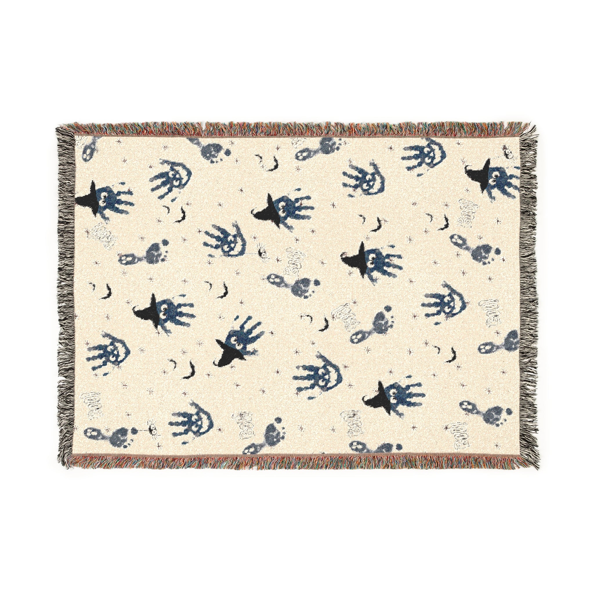 Custom Hand & Footprint Blanket – Personalized Kids Art Gift | Halloween, Birthday, or Themed Keepsake